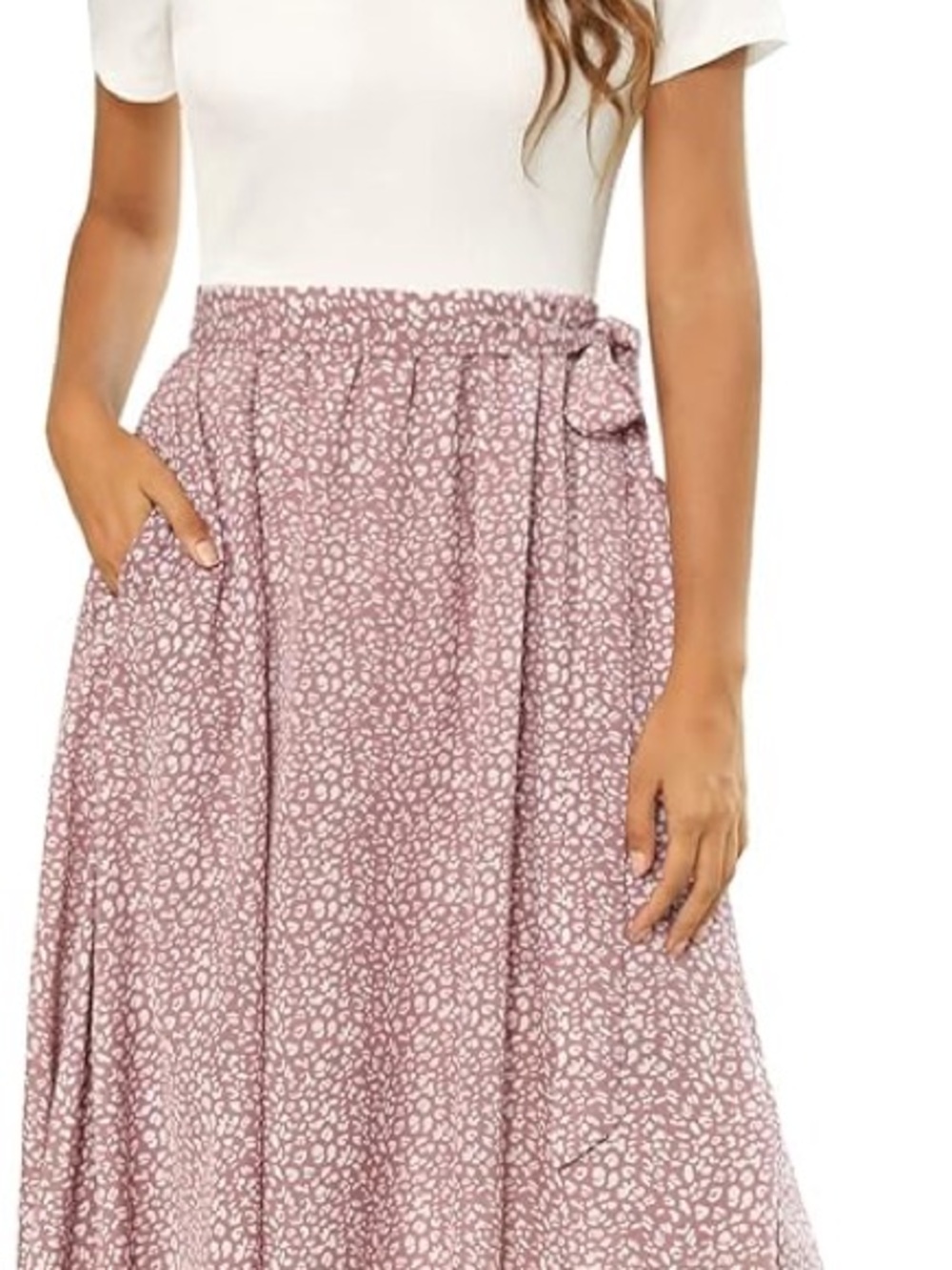 Zattcas Summer Midcalf Pink Printed Dress